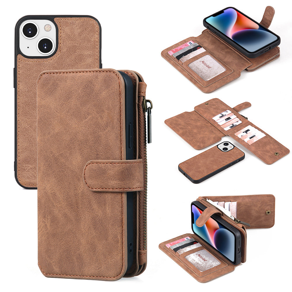 MEGSHI 007 Series for iPhone 14 TPU PC Phone Case Detachable PU Leather Wallet Phone Shell MEGSHI 007 Series for iPhone 14 TPU PC Phone Case Detachable PU Leather Wallet Phone Shell
